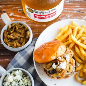 Blue Cheese Burgers with Apple Caramelized Onions