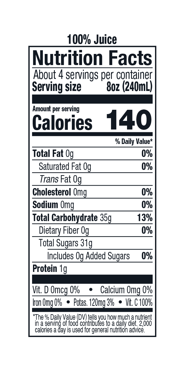 Organic Unfilitered Honeycrisp Apple Cider 1L Nutrition Facts
